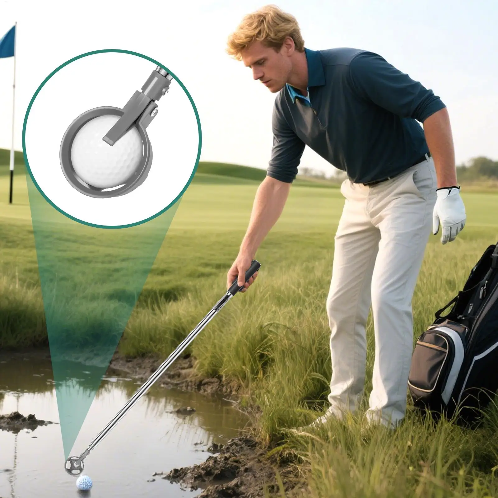 أداة استرداد كرة الجولف القابلة للتمديد، أداة جولف من الفولاذ المقاوم للصدأ، منتقي عمود الجولف، إكسسوارات رياضية للنساء في الهواء الطلق #6