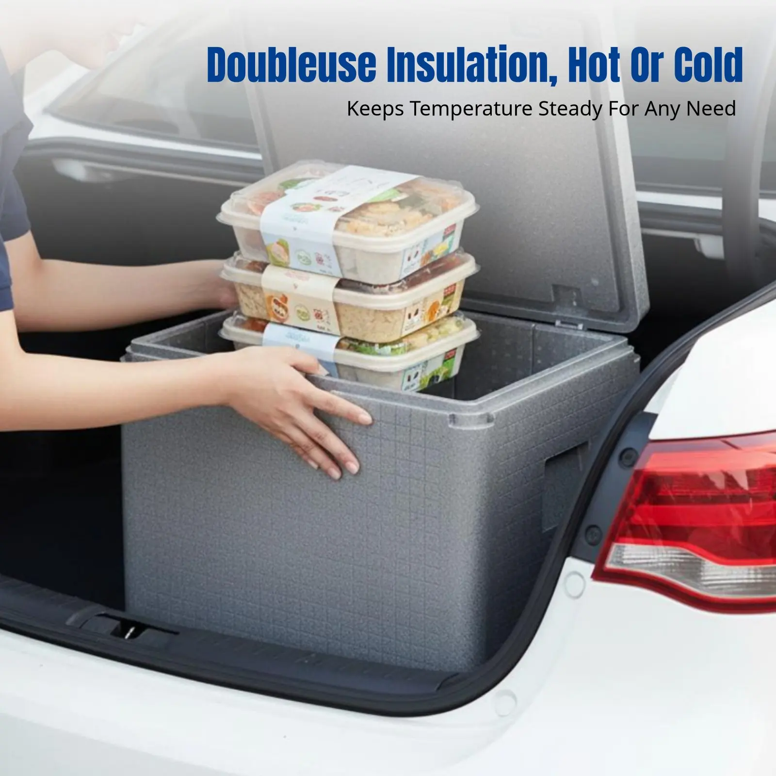 Large EPP Foam Cooler Box, Food-Grade Insulation, Commercial Outdoor Delivery, Hot & Cold Storage, Car Transport, Random Design