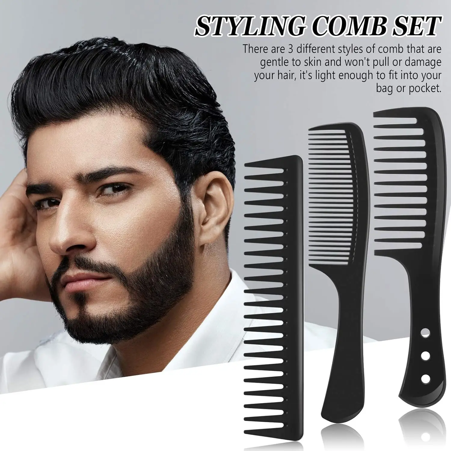 

3/4pcs Wide Tooth Curl Comb Detangling Comb Texture Comb For Curly Wet Wavy Thick Hair Wigs Salon Barber Hairstyle Tool