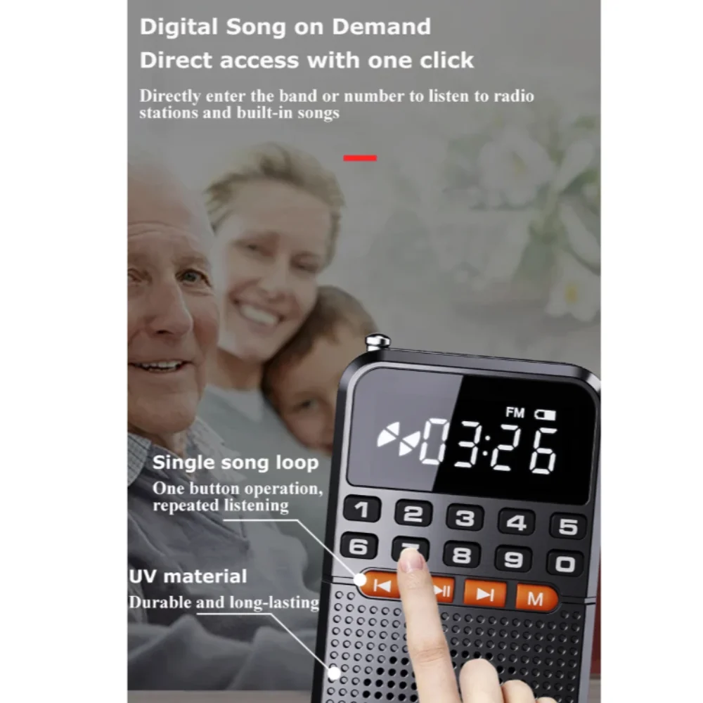 AM/FM Mini Bluetooth Speaker Portable Radio LED Flashlight Pocket Radio Receiver Black Walkman TF Card Music Player Outdoor