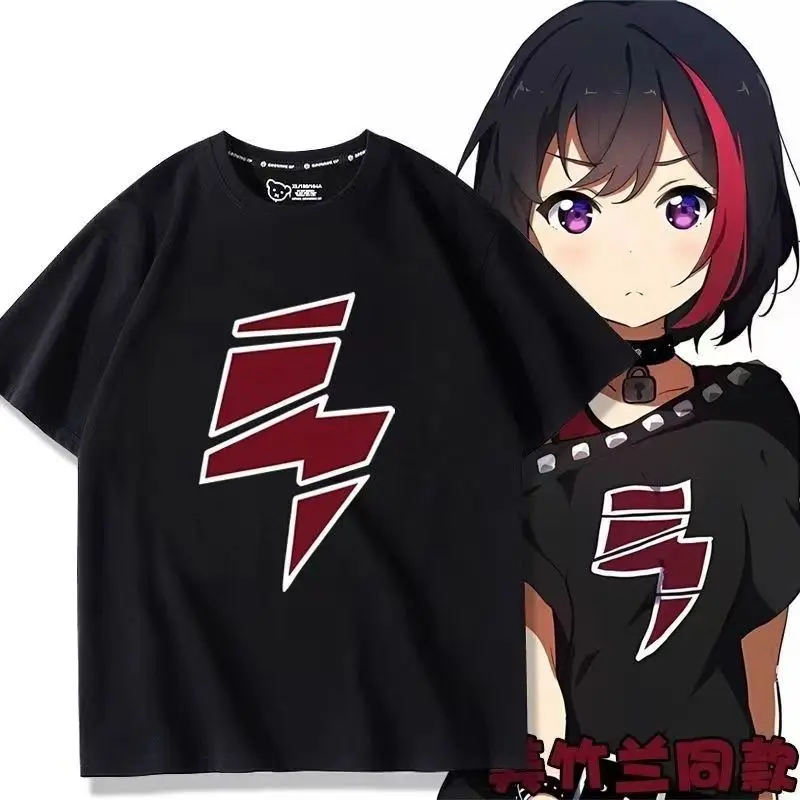 Anime BanG Dream! Mitake Ran Same T-shirt Cosplay Costume Print Women's T-shirt Top Women Short Sleeve Casual Tee for Girl