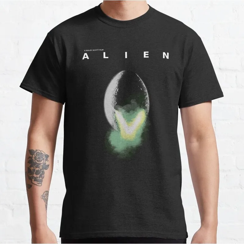 Alien Movie Graphic T‑Shirt Vintage Sci‑Fi Horror Xenomorph Print Tee Unisex Short Sleeve Casual Streetwear S-6XL