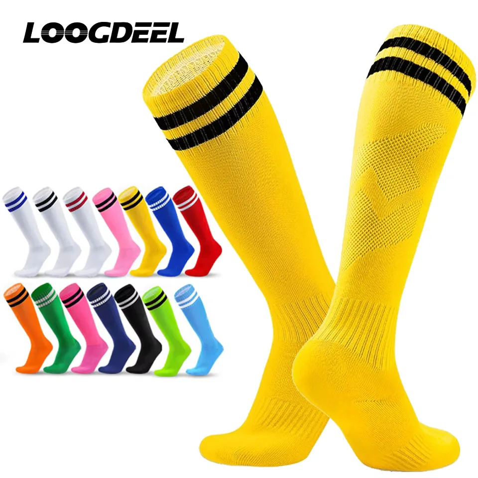 Loogdeel Football Socks Anti Slip Wear-resistant Professional Sports Socks Child Adult Athletes Over Knee High Tube Soccer Socks