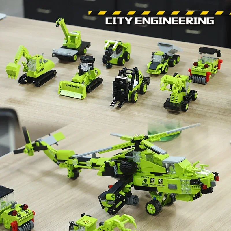 

8 in 1 Mi 28 Armed Helicopter Building Blocks City Engineering Vehicle Deformation Bricks Boys Toy Christmas Gifts For Children