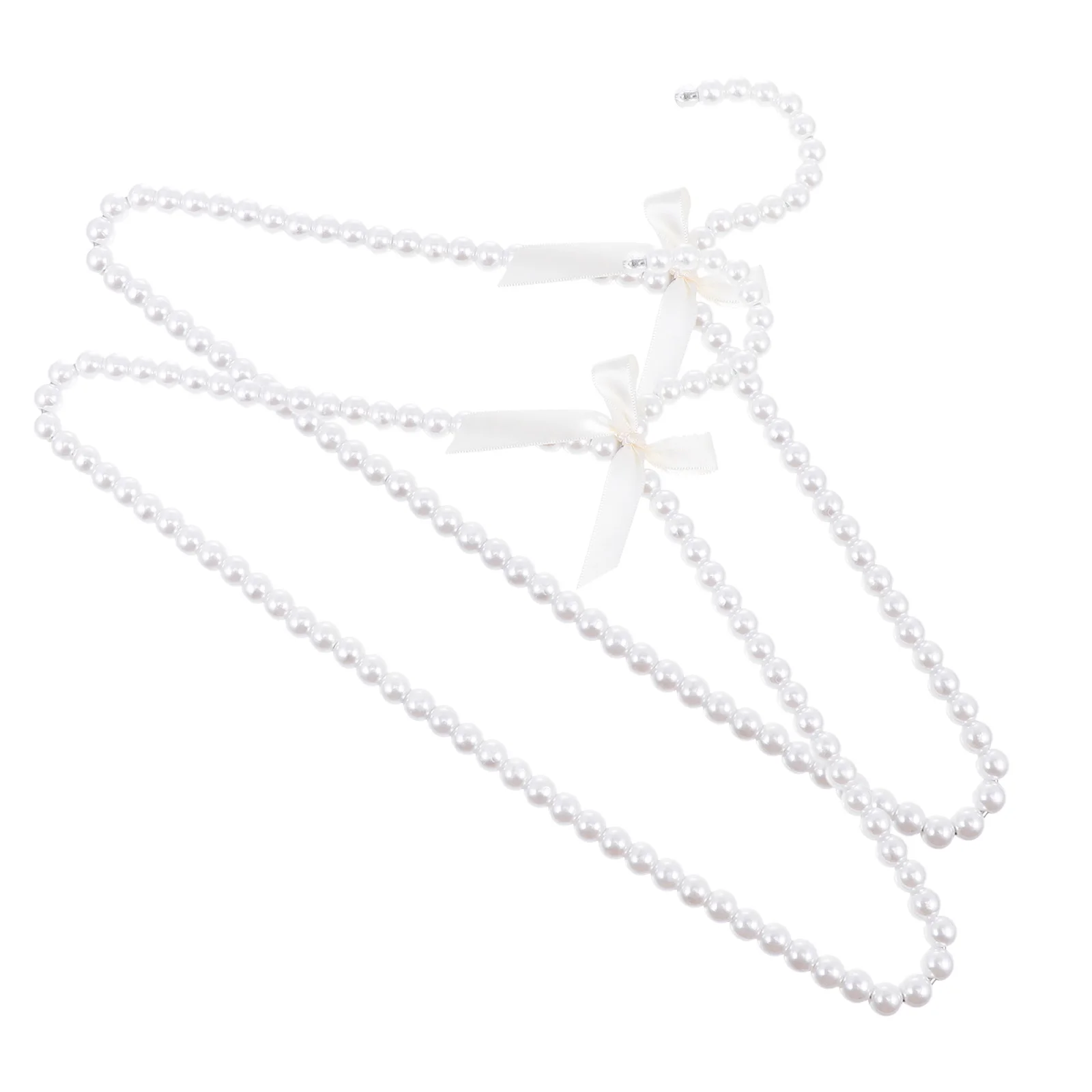 

2Pcs Pearl Bow Hangers White Clothes Hanger for Closet Storage Suit Coat Jacket Dress Skirt Sweater Display Rack Christmas Decor