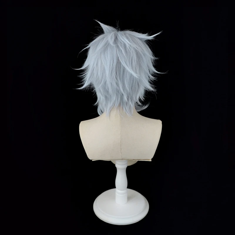 Genshin Impact Dottore Cosplay Wig Doctor Fatui Short Light Blue Halloween Party Fake Hair Wig Snezhnaya + Wig Cap