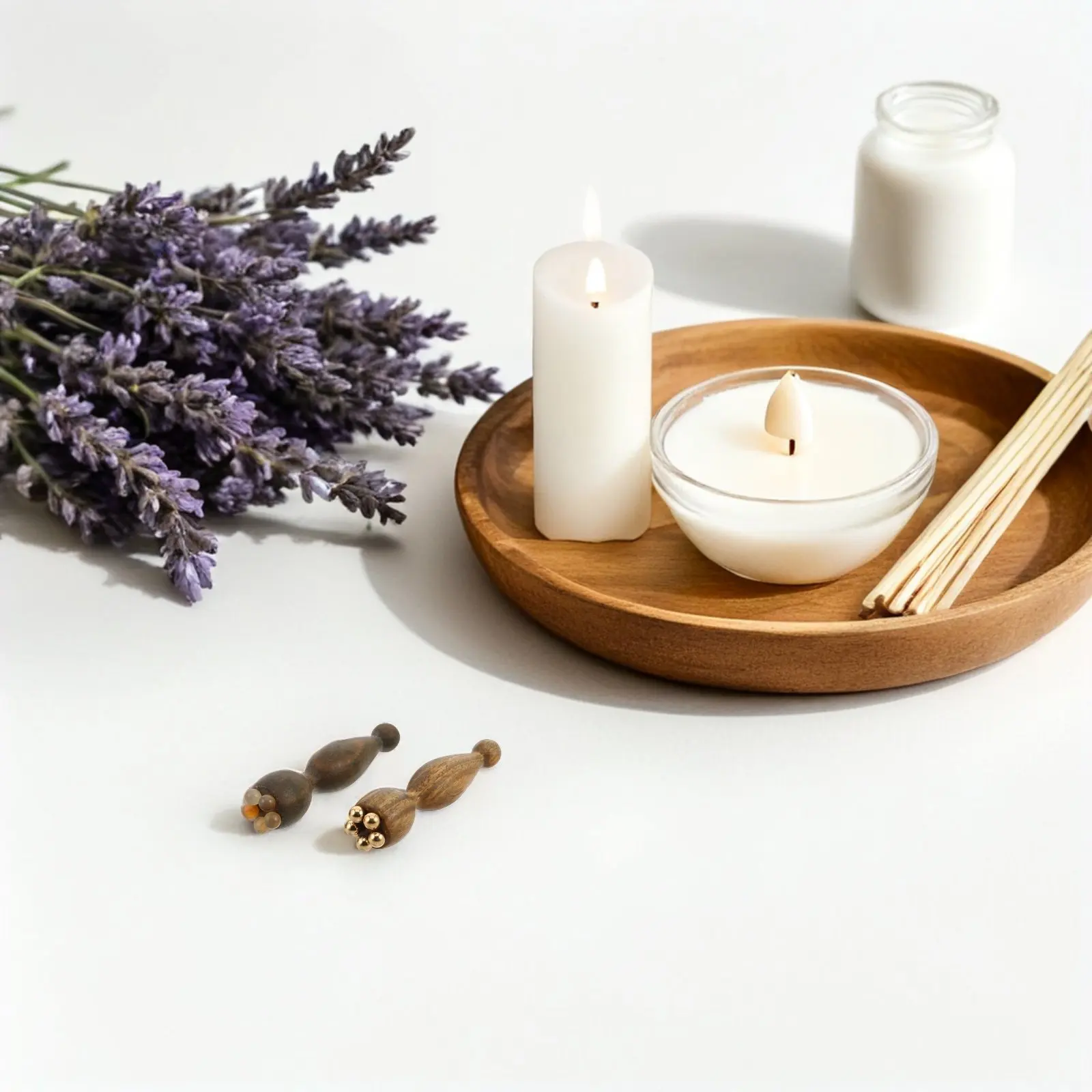 

2Pcs Wooden Eye Massager Stick Natural Green Sandalwood Lotus Horn Design for Eye Fatigue Dark Circles Puffiness Facial Acupoint