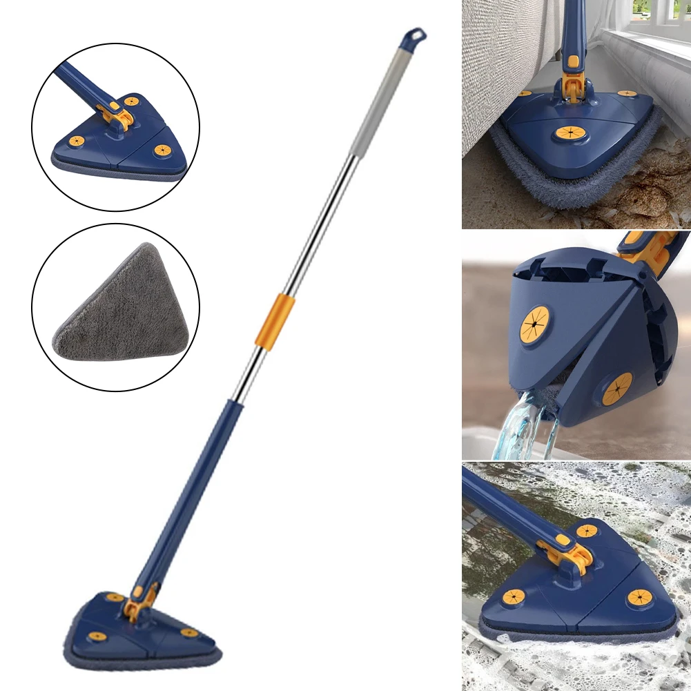 

Triangle Mop 360-Degree Adjustable Window Cleaning Mop Microfiber 1.3m Handle Self-Wringing Glass Wiper Wall Window Cleaning Kit