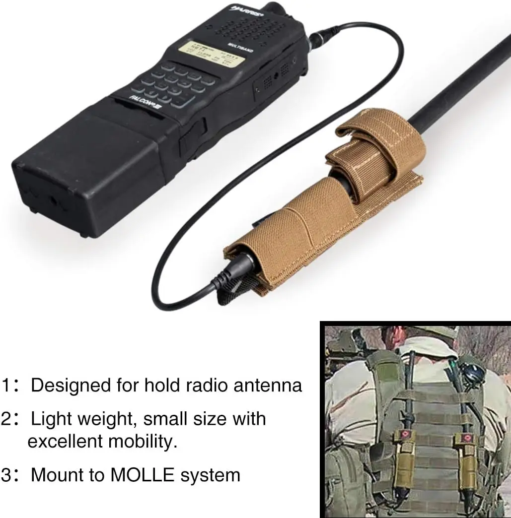 MOLLE Tactical Radio Antenna Relocation Pouch Airsoft Radio Antenna Fixing Pouch Holder Carrier Utility Tool Bag