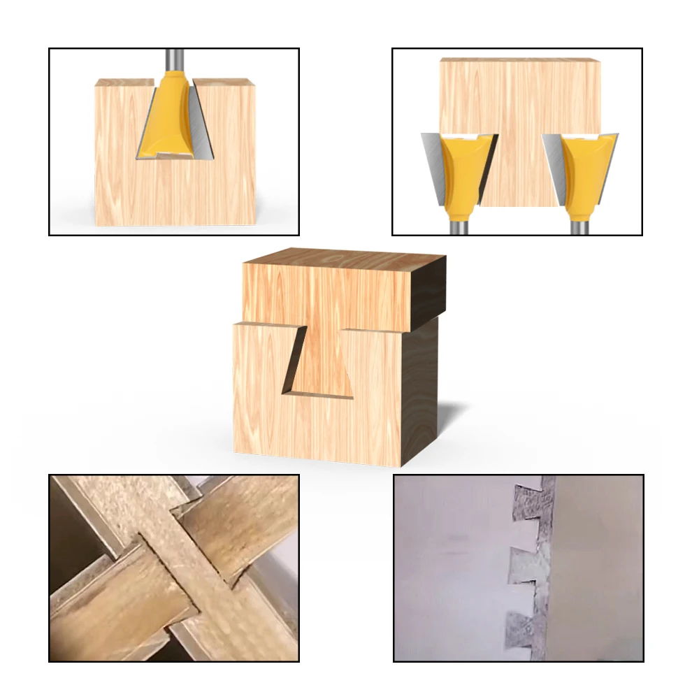 LAVIE 1pc 6mm&1/4 Shank Dovetail Router Bit, 1/4-3/4 Inch Carbide Wood Joint Milling Cutter For Drawers Boxes Woodworking