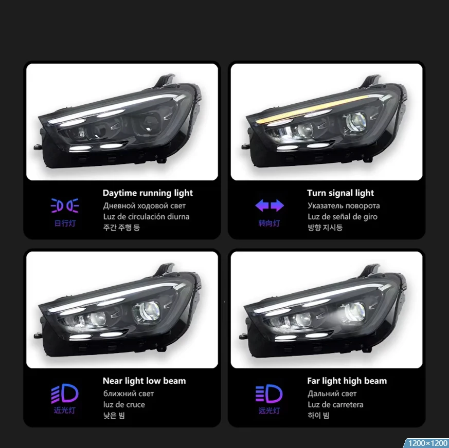 AKD Стайлинг автомобиля для Benz GLE W167 LED 2020-2024 Фара W167 DRL Противотуманная фара Сигнальный свет ближнего и дальнего света Проектор ангельских глаз