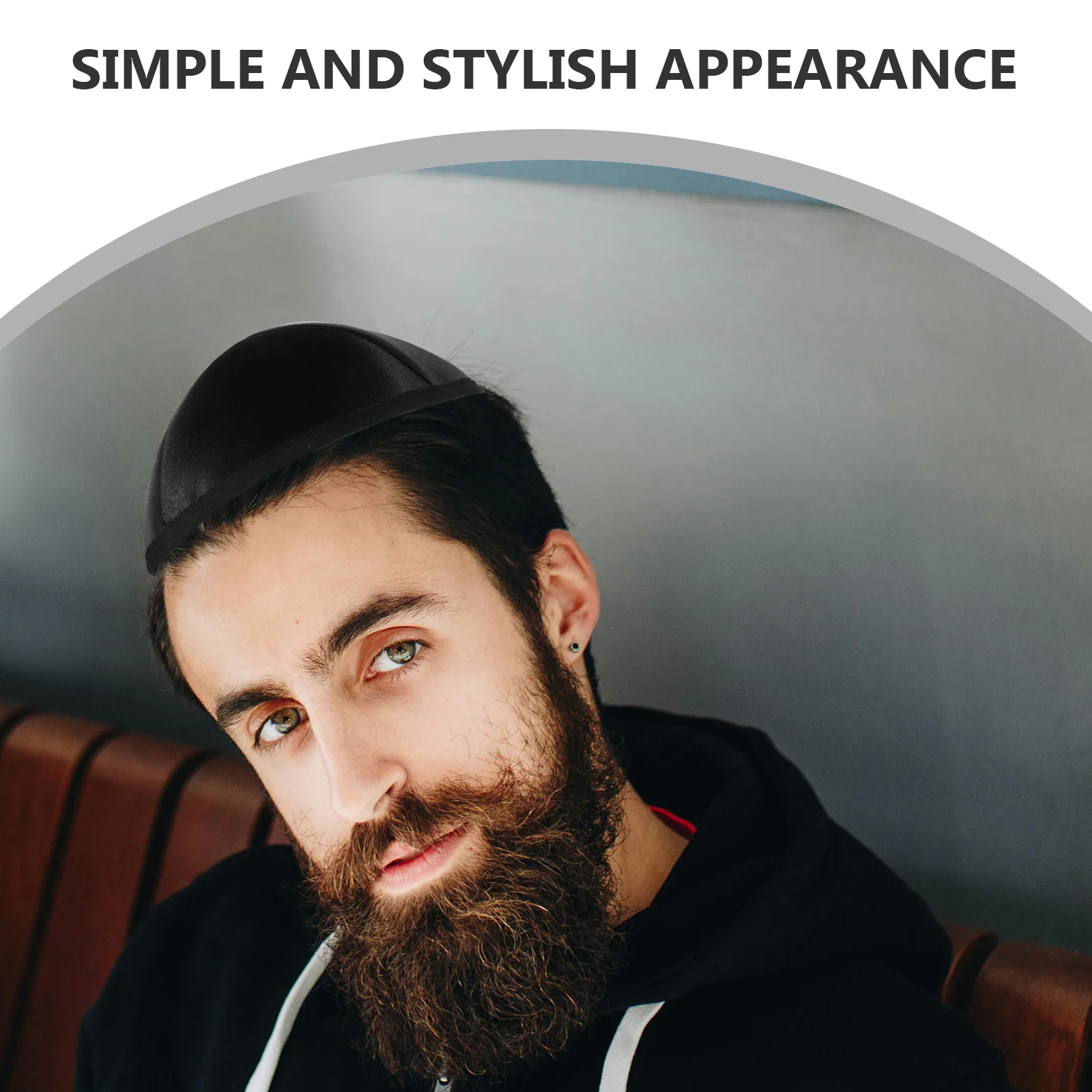 

Breathable Black Polyester Kippah Cap for Men Jewish Yarmulke Skullcap Round Top Traditional Headwear for Religious and Daily