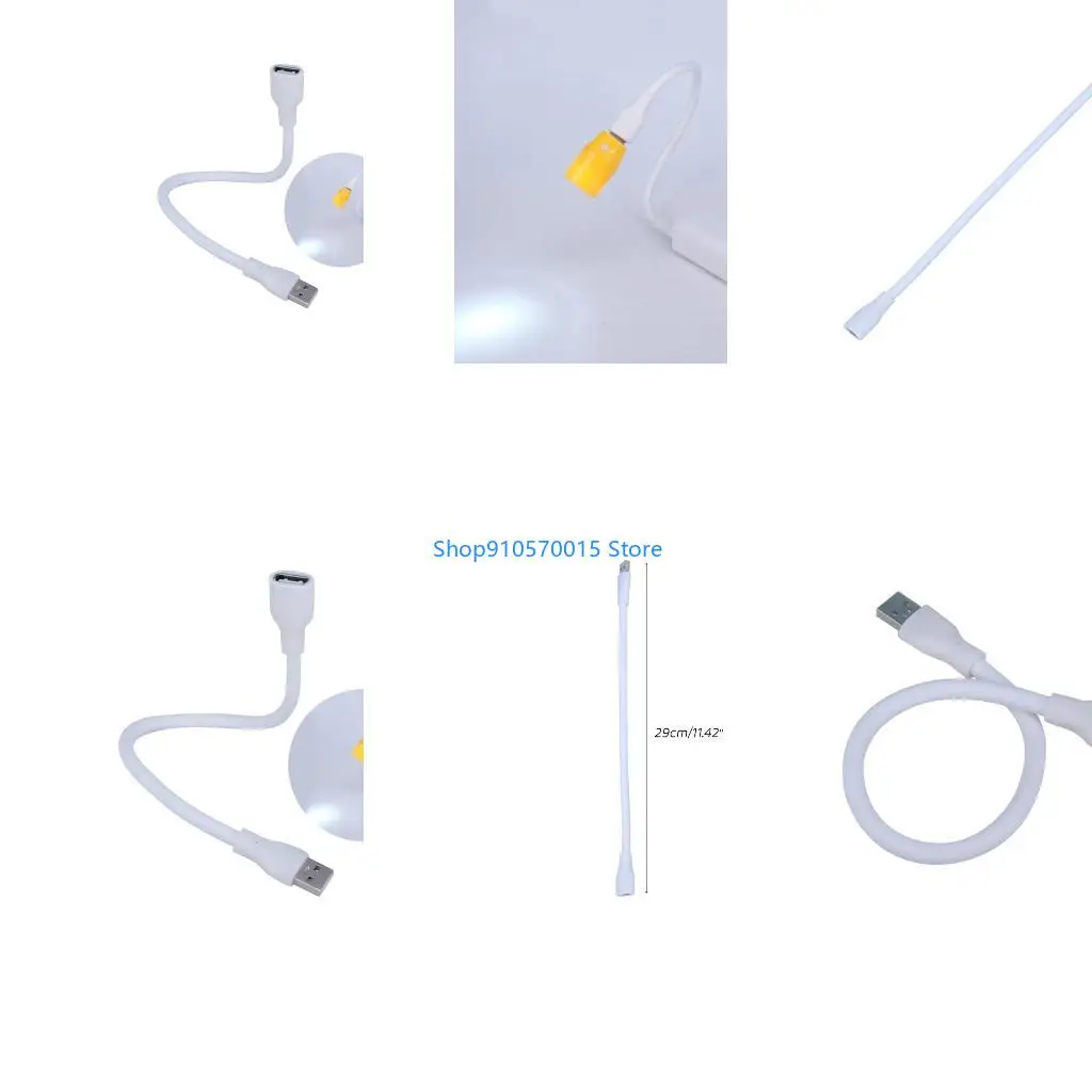 B95C Durability USB Extension Cable USB Light Cable Soft Metal Hose Wire USB Lighting Cable Replacement 29cm Long Cable