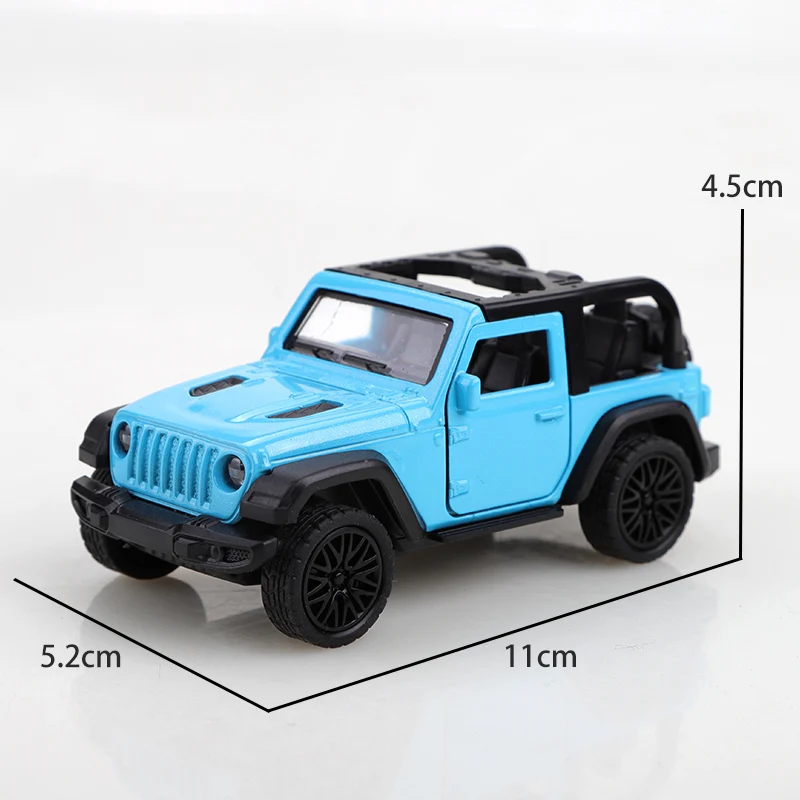 (Bagged) 1/43 nieuwe Jeep Rubicon converteerbare off-road pullback-auto, gegoten metaal, drie deuren te openen, jongensspeelgoed, zakspeelgoed