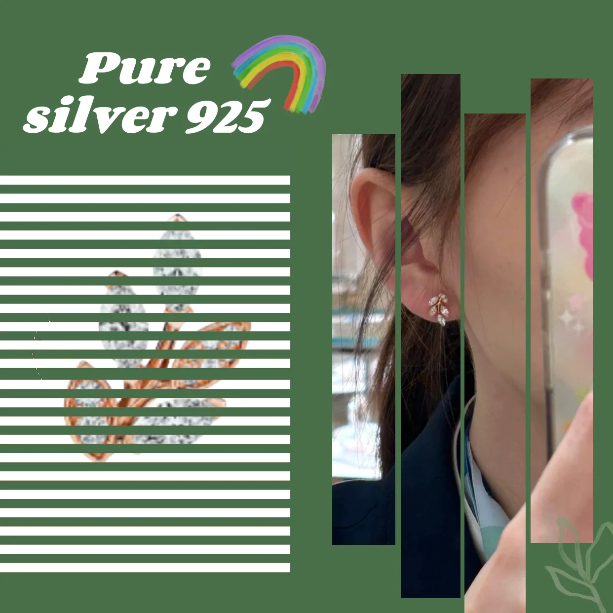 

Natural Theme Elegant and Exquisite Zircon Vine Pure Silver Earnail S925 Women's Earnail Festival Gift for Friends