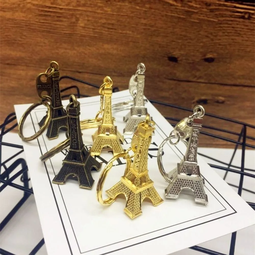 Simple Vintage France Tower Keychain Alloy Decoration Eiffel Tower Bag Pendant Fashion Trending Paris Keyring Couple