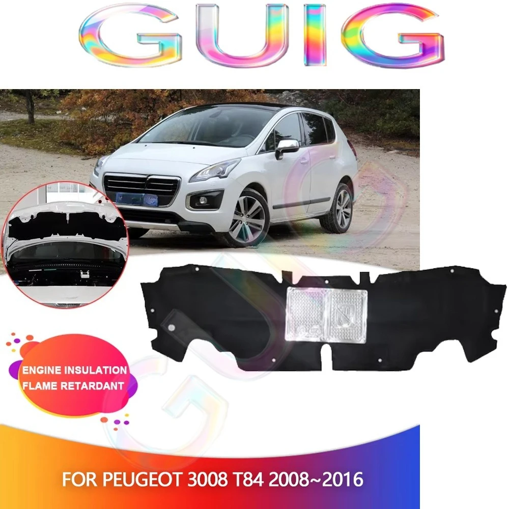 Тепло- и шумоизоляция капота для Peugeot 3008 T84 2008-2016: звукоизоляционный мат, термоподушка, аксессуары