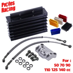 Motocycle Oil Cooler Kit CNC Radiator Aluminium Adapter Engine Cylinder Cover Cooling For 50CC-140CC ATV Pit Dirt Bike motocross