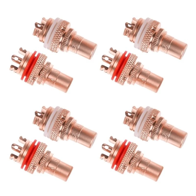 K3NB 8PCS Red+White HIFI RCA Socket Socket Chassis High Quality CMC Female Connector