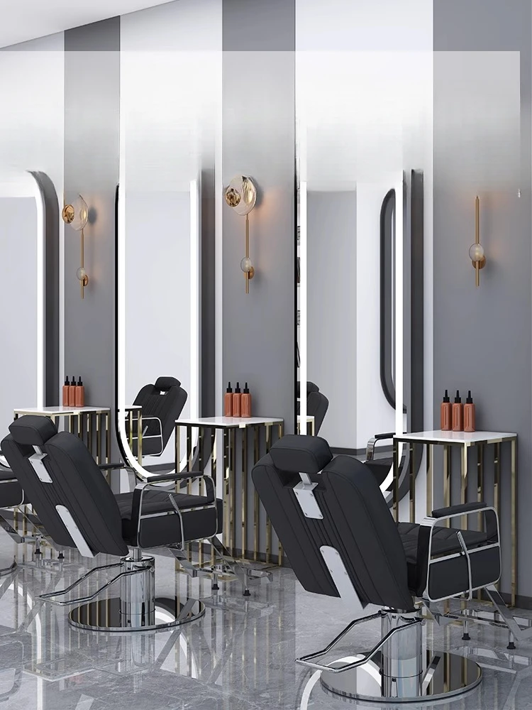 Foldable hair salon dedicated chair for hair cutting and hairdressing, rotating and adjustable stainless steel hair salon