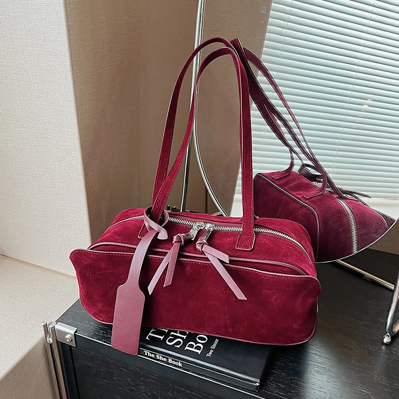 

Высококачественная портативная дорожная сумка, роскошная женская сумка подмышками, простая дизайнерская сумка на плечо, трендовая замшевая кожаная сумка для женщин