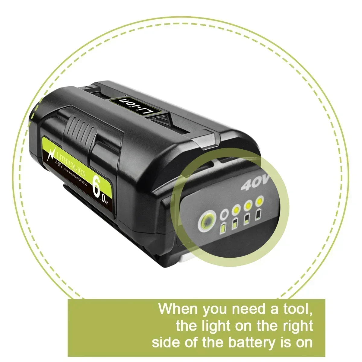 Li-Ion For 40V Ryobi 6.0Ah Rechargeable Battery for RY40502 RY40200 40V Cordless Power Tools Battery OP4050 OP4026 OP40401