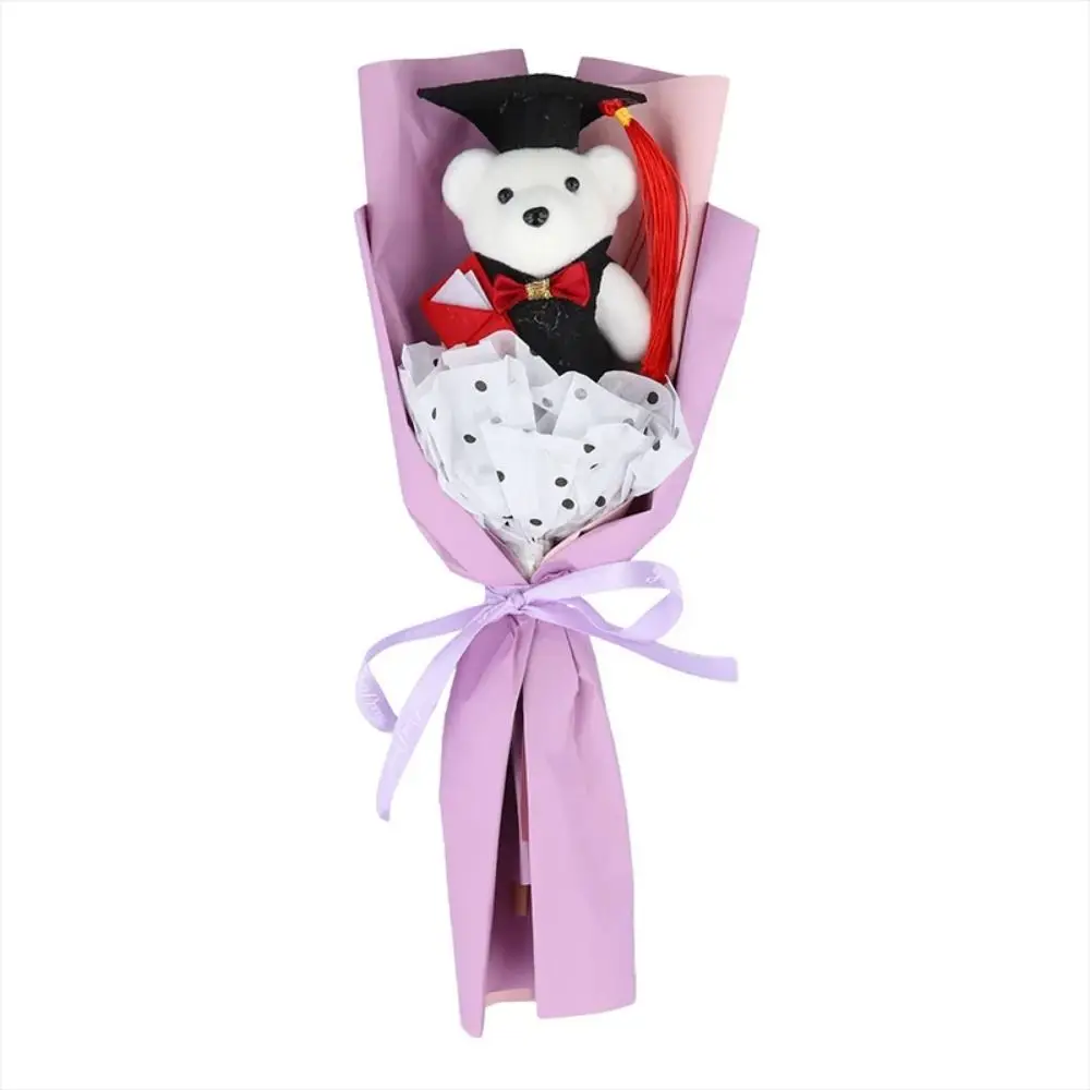 Tierstrauß Schöner Bär Abschluss Bär Blumenstrauß Schöner eleganter Bär Plüschstrauß Cartoon Doktorbär Spielzeug Geburtstagsfeier