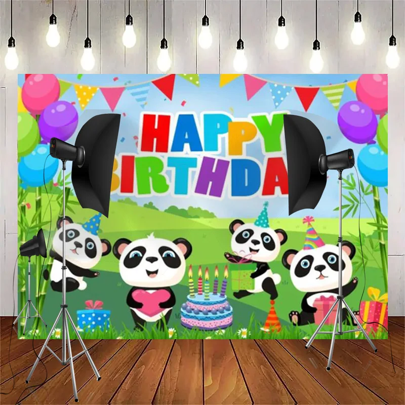 

Green Bamboo Panda Backdrop Cute Pattern for Kids Children Party Photography Background Banner Baby Shower Studio Props SM-02