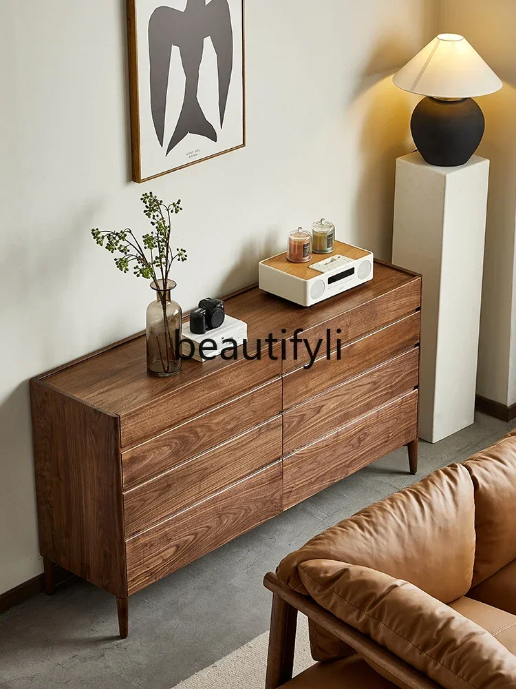 

Cy56 North American black walnut eight-bucket cabinet Nordic locker living room all solid wood storage cabinet