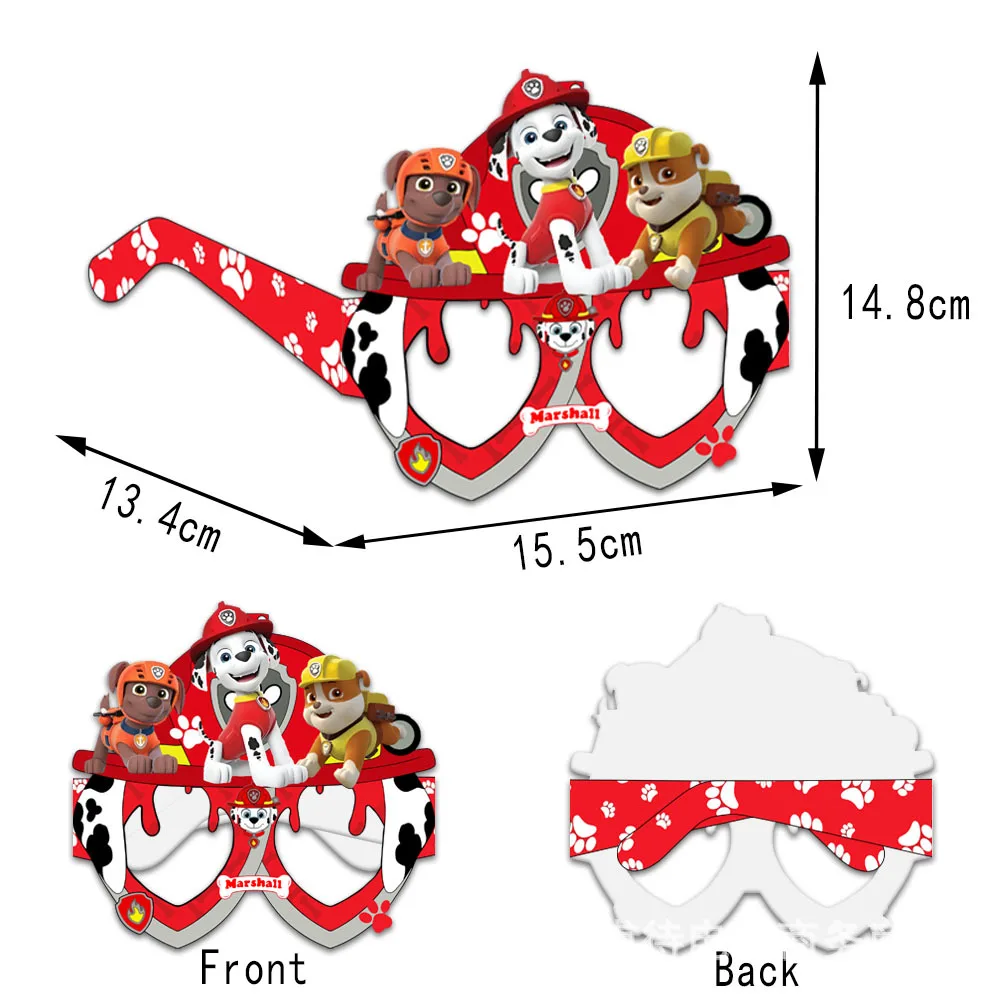 Cartoon Paw Patrol Theme Glasses Birthday Party Decorations Glasses Masks Kids Baby Shower Party Photography Props Gifts