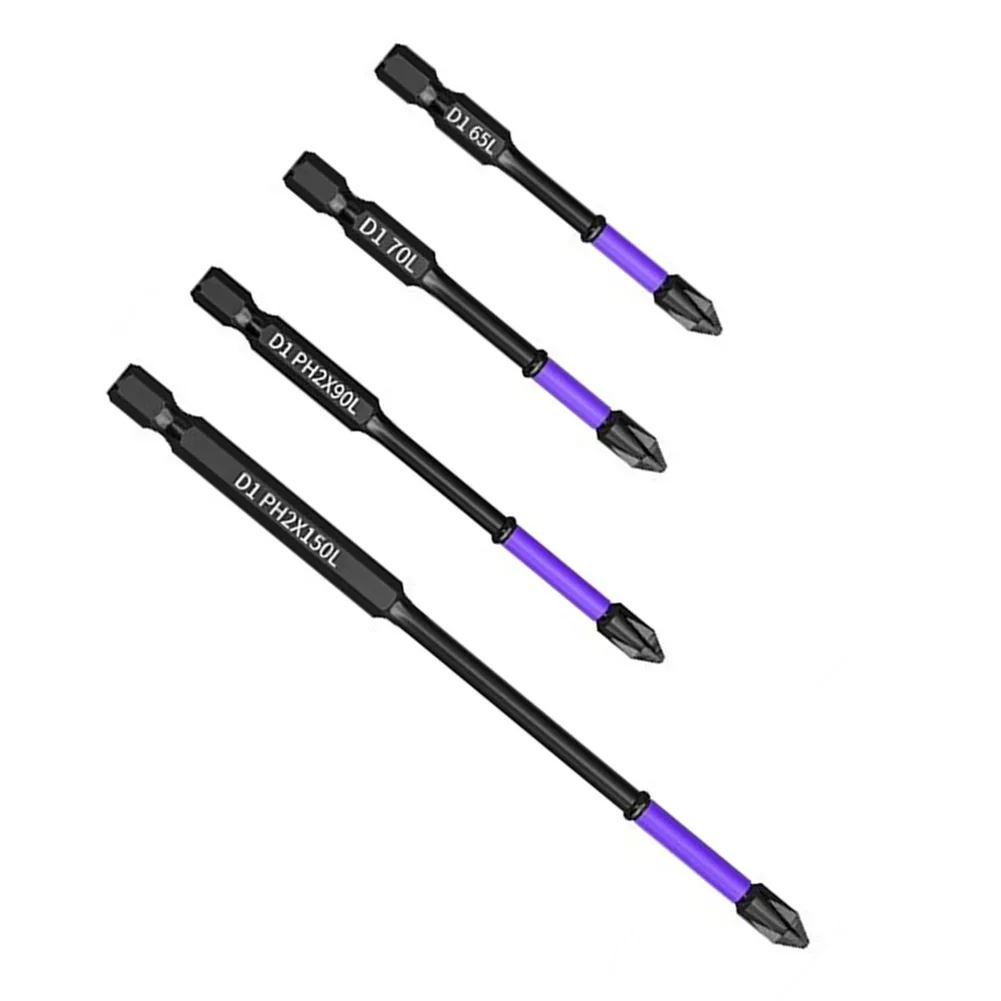 Non Slip Cross Screwdriver Bit Set 4pcs PH2 Bits for Screwdriving Operations Absorbs Torque and Reduces Damage