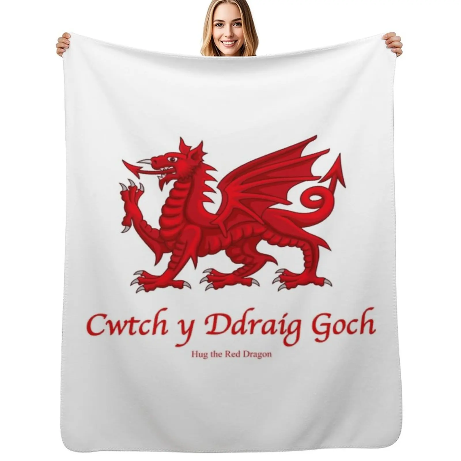 Welsh Red Dragon T-ShirtCwtch y Ddraig Goch - Hug the Red Dragon Throw Blanket Stain Resistant Cozy Warm Blanket