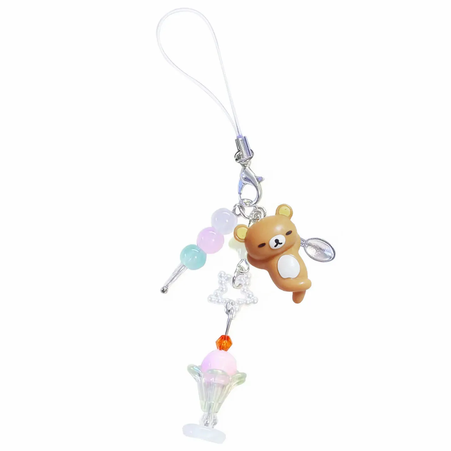 Cute Rilakkuma Bear Color Dango Sweets Bead Strap Keyring Mascot Keychain Keyholder Mobile Phone Chain Bag Pendant Toy Gifts