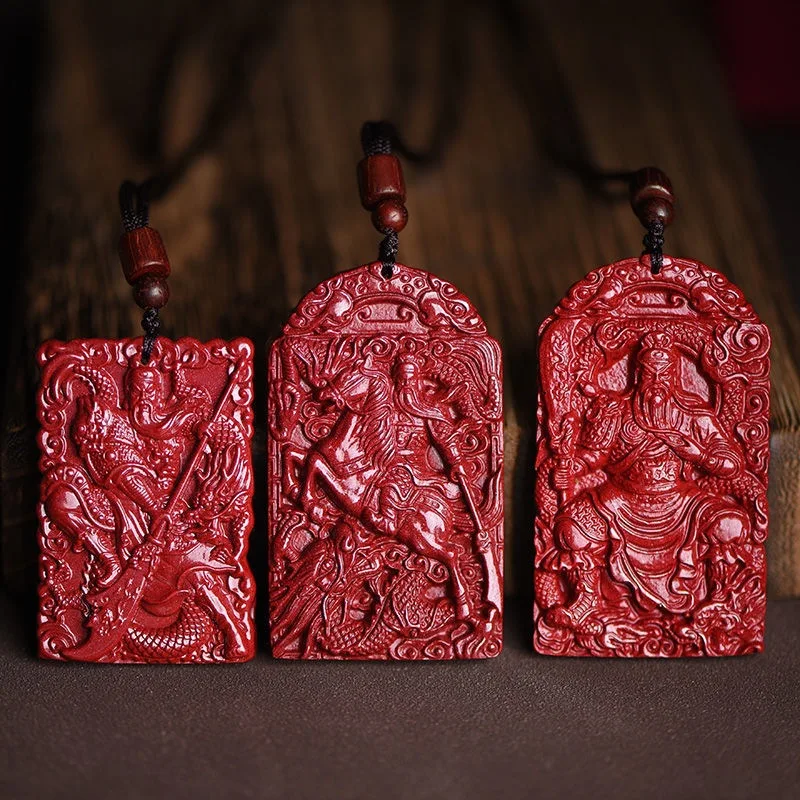 Natural Yu Pendant High Content Purple Gold Sand Martial God of Wealth Guan Gong Necklace