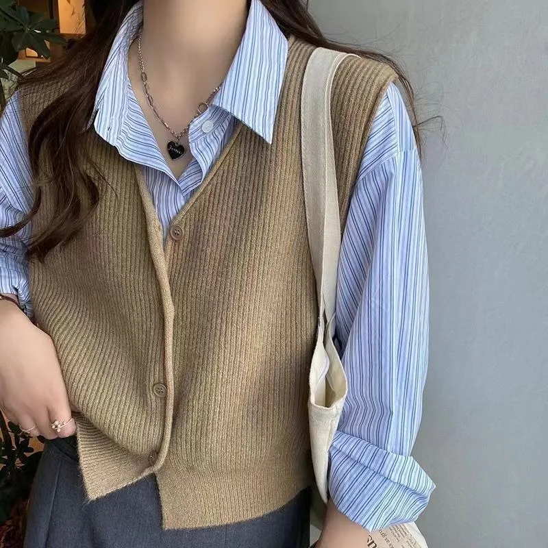 Knitted vest women\'s outerwear spring and autumn new style camisole layered and fashionable sleeveless sweater jacket