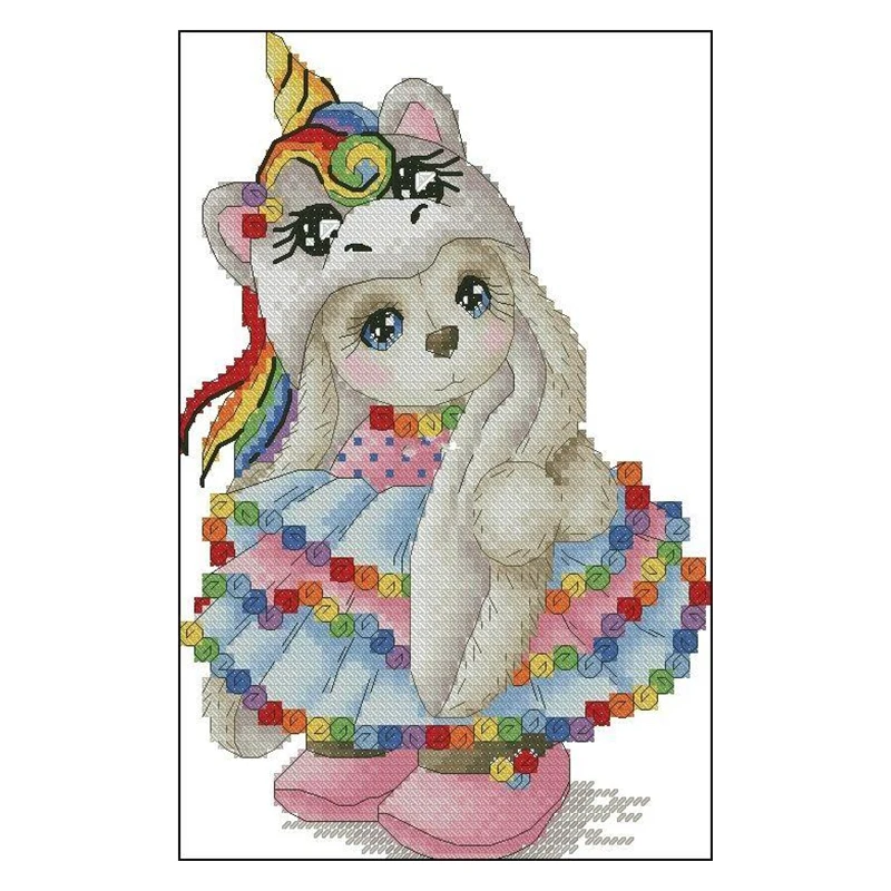 The cross-stitch set 28CT, 18CT, 14CT and 11CT can be selected as the hand-made material pack of printed fabric saga Unicorn Rab