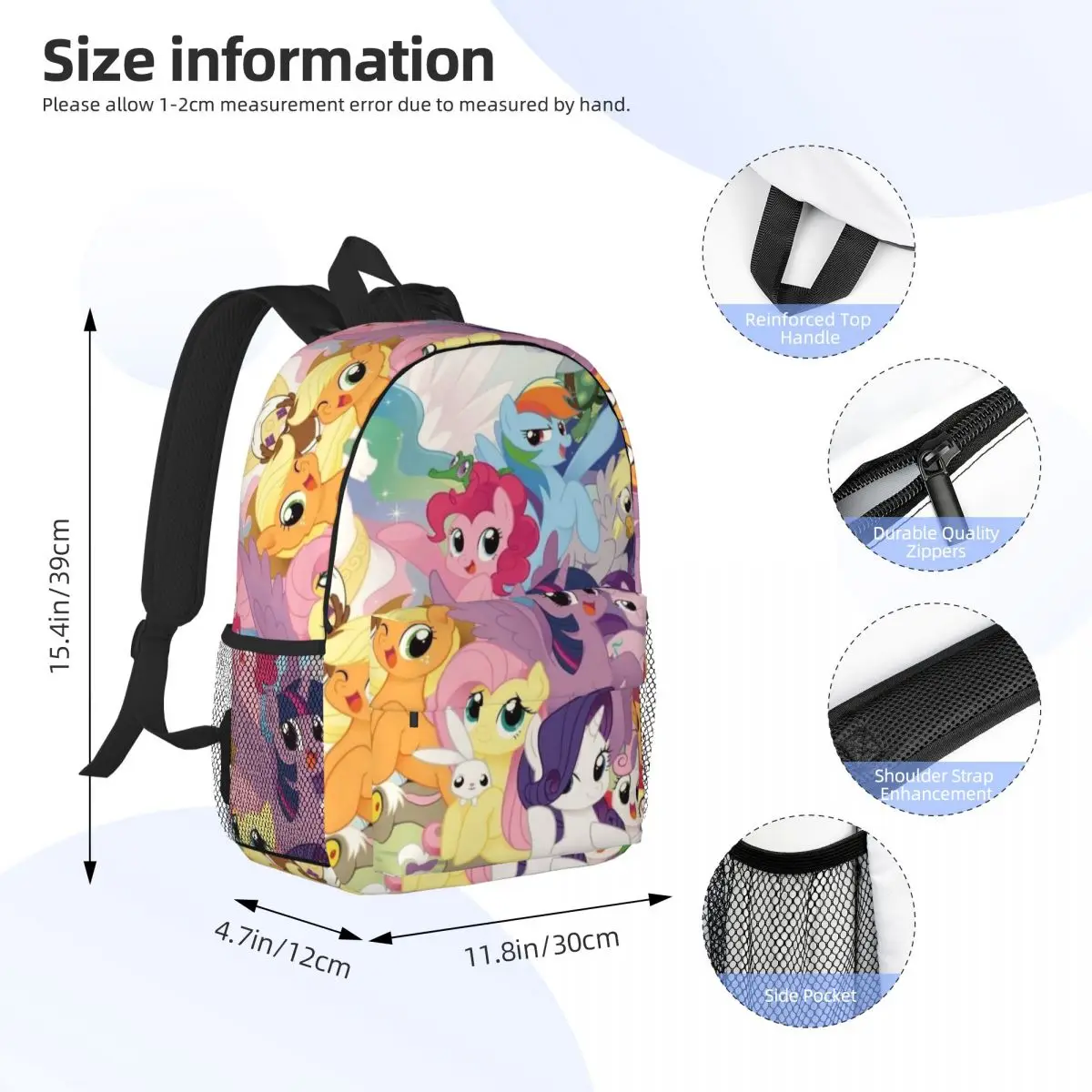 My Little Pony Nova moda de alta capacidade à prova d'água mochila universitária na moda bolsa de livro de viagem para laptop de 15 polegadas