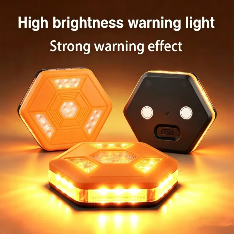 USB-Aufladbare Orange LED-Warnleuchte Multifunktionales Notfall-Blinklicht Straßenrand-Sicherheitsschilder Magnetische Leuchte