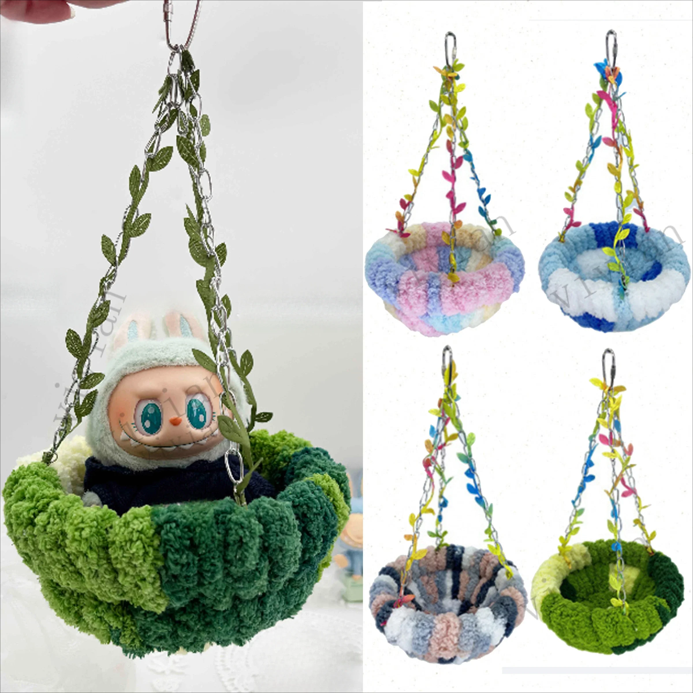 

Кукольная кровать для Labubu, аксессуары, подвесной брелок, детская одежда, гамак, качели, подвесная корзина для хранения