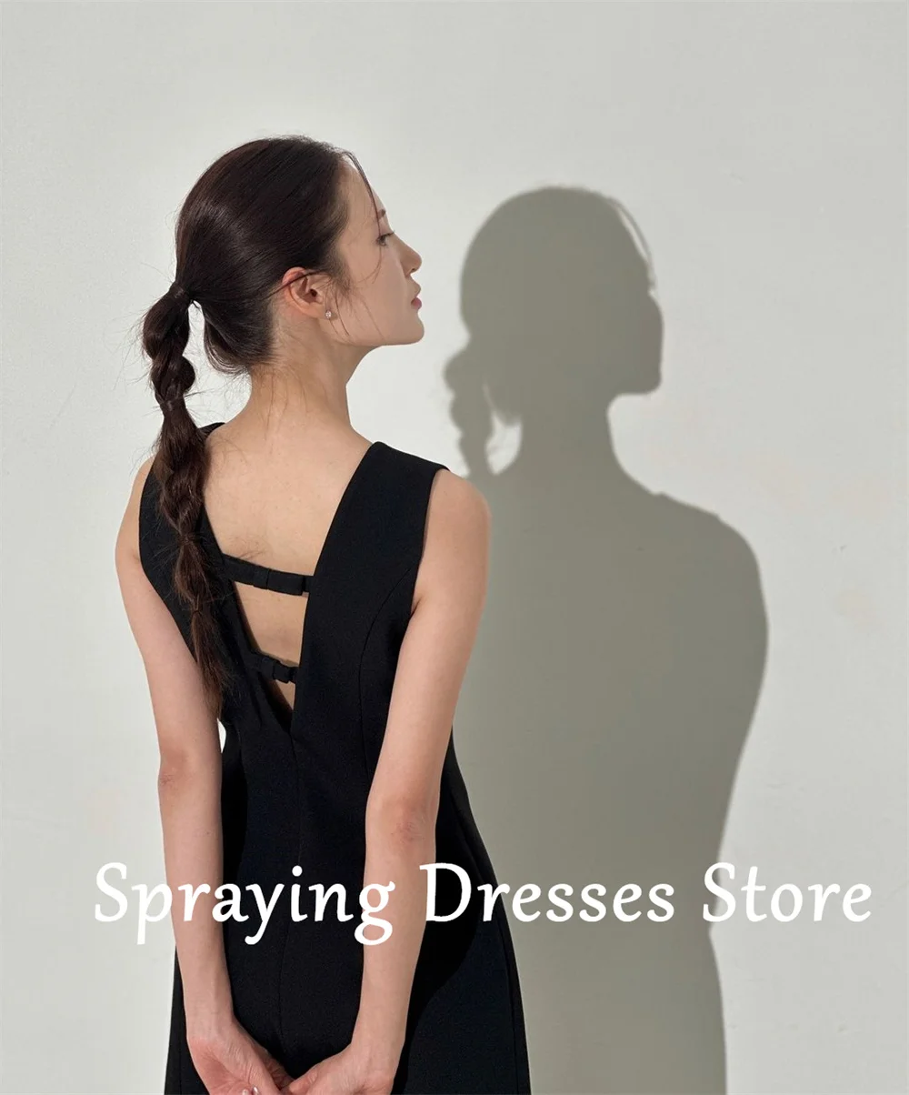 SPRAYING Black Simple Short Wedding Dresses Sleeveless Mini Bridal Gown Custom Made Backless Elegant Reception Dress Photo Shoot