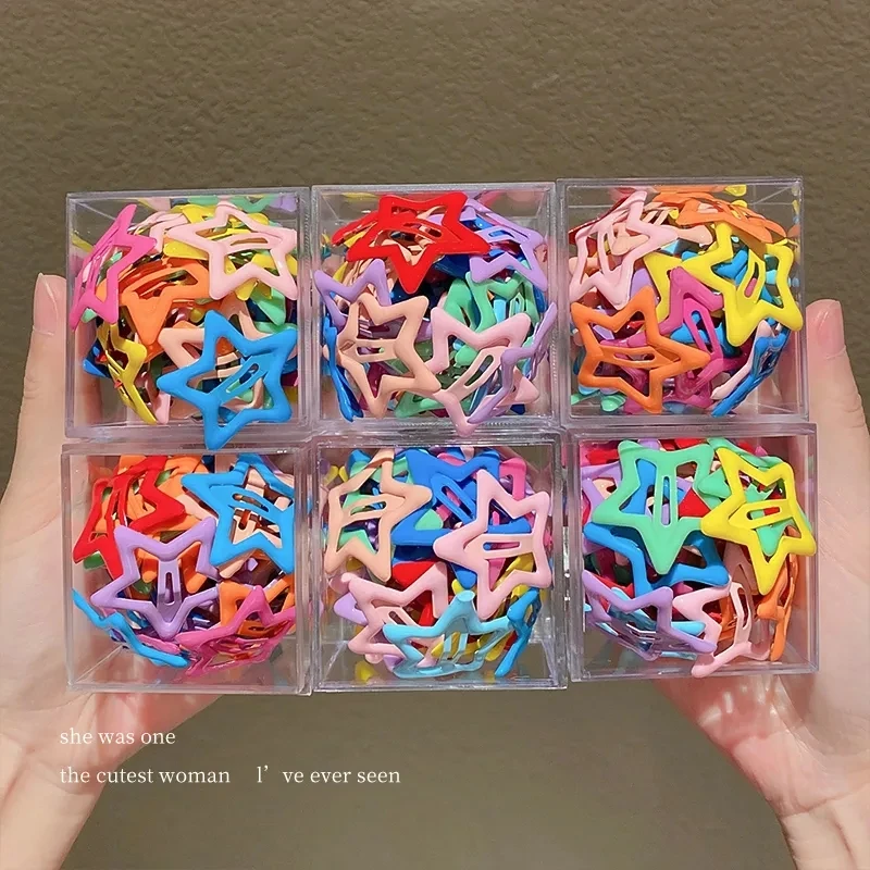 15/25 PCS+BOX Set hair clip star hair pin Y2K colorful hairclips for girls Dopamine cute BB clips set