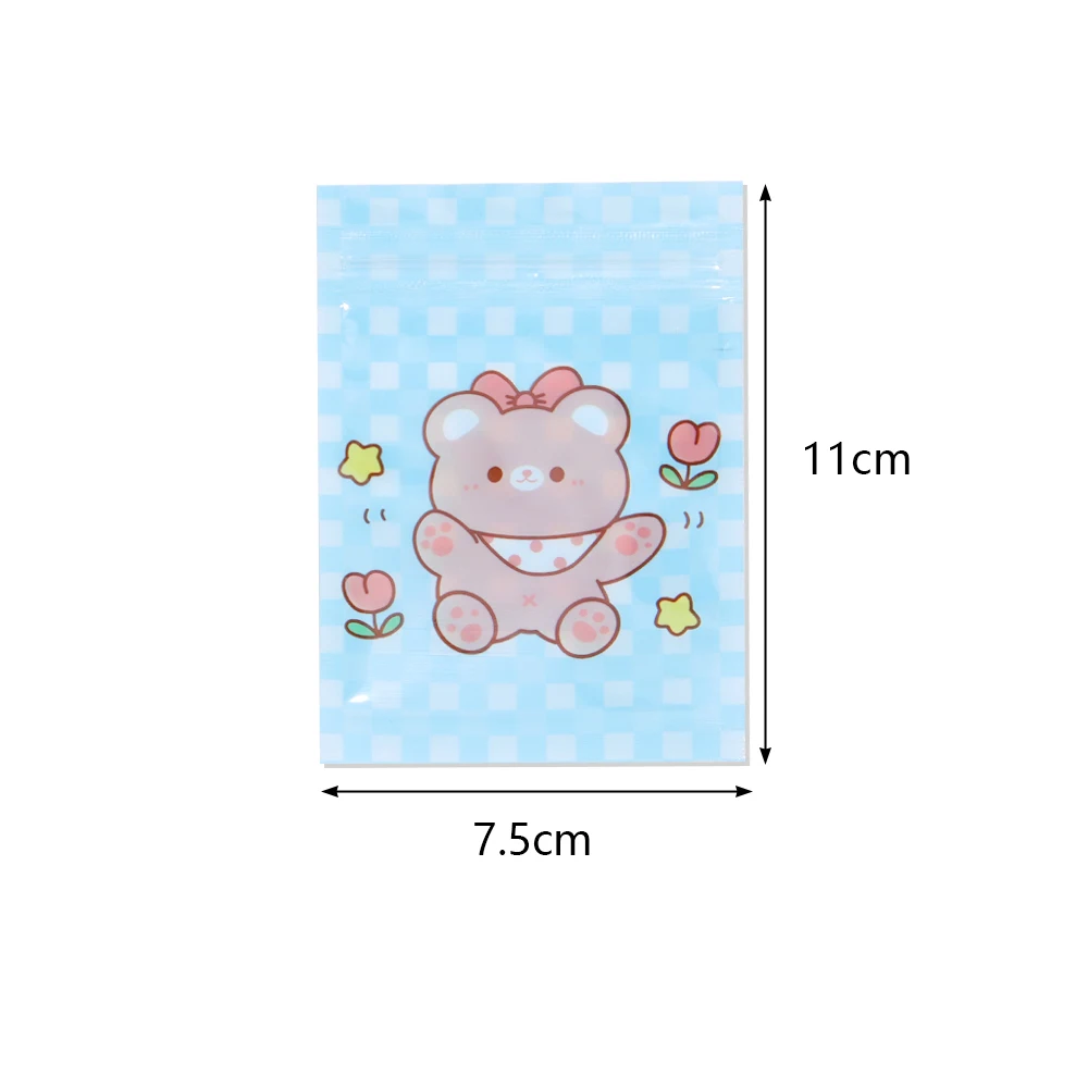 20 Stuks 7.5 × 11Cm Kleur Doorzichtig Plastic Geschenkzak Cartoon Dierenpatroon Verpakking Rits Opp Tas Diy Sieraden Opbergscherm