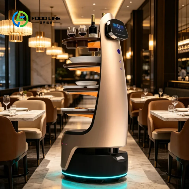 Custom Made  Autonomous Charging Restaurant Food Serving Delivery Robot with Laser Navigation