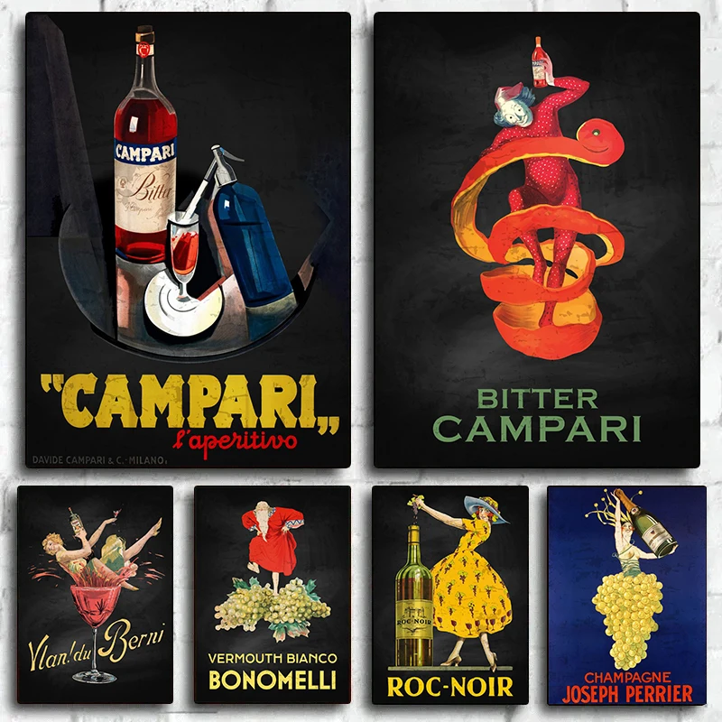 Campari Drink Posters Prints Aperol Liqueur Wall Pictures Canvas Painting Vintage Bitter Campari Kitchen Wall Decoration