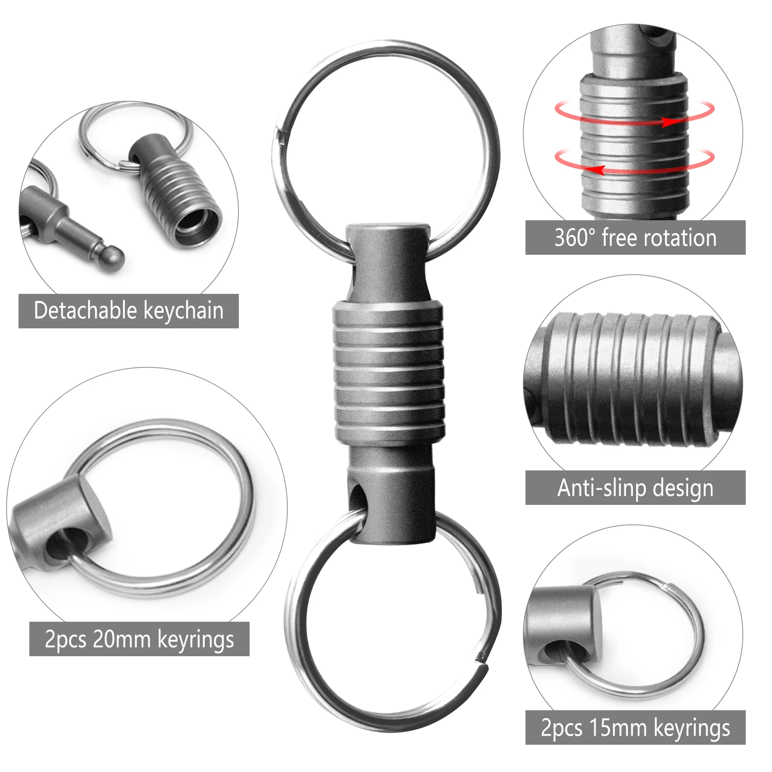 

1 шт., брелок из титанового сплава, карданный шарнир, быстросъемная пряжка, 360 ° Вращающиеся уличные портативные маленькие инструменты с 4 брелоками