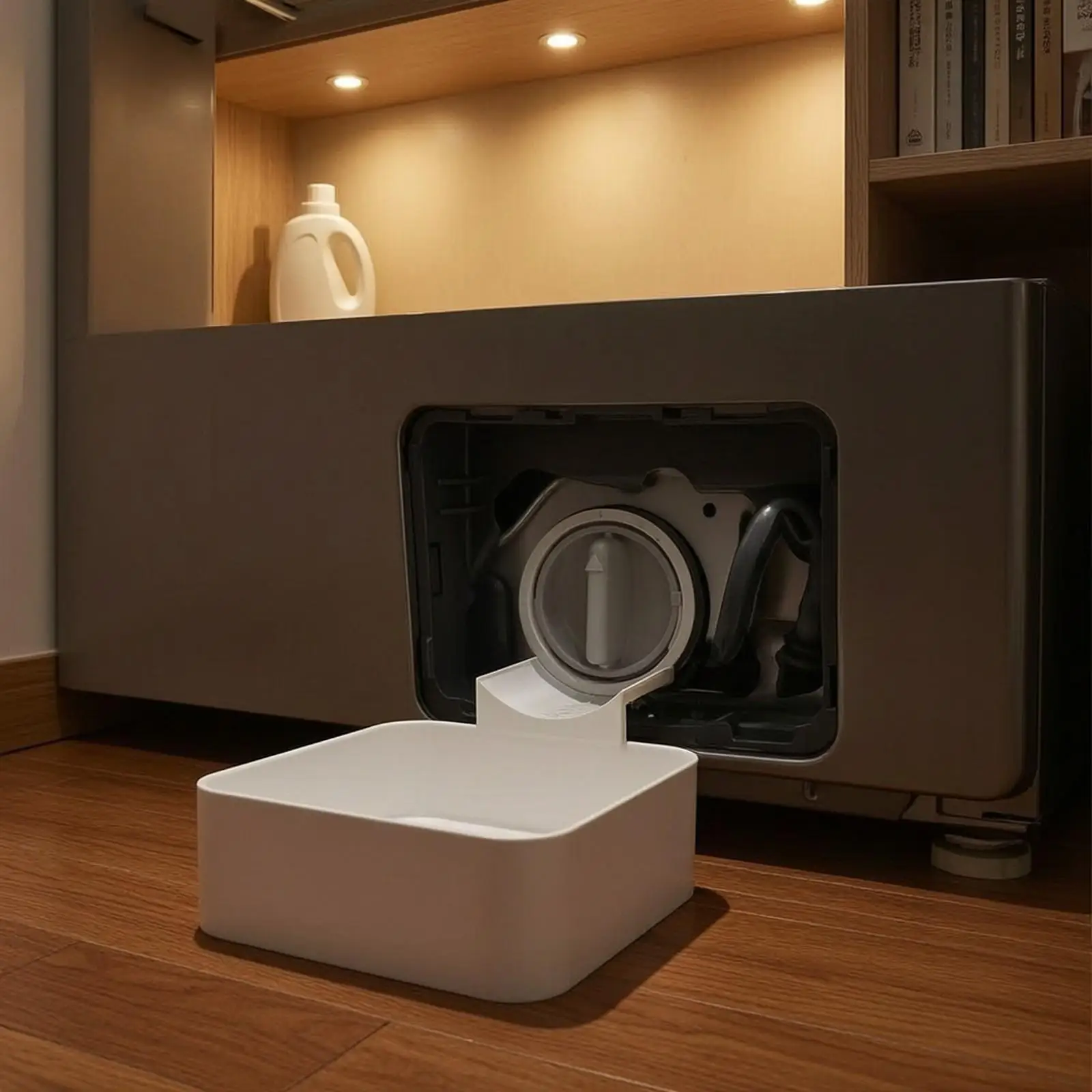 Laundry Drainage Tray White PLA Drip Pan for Washing Machine Leak Catcher with Hose Channel Under Appliance