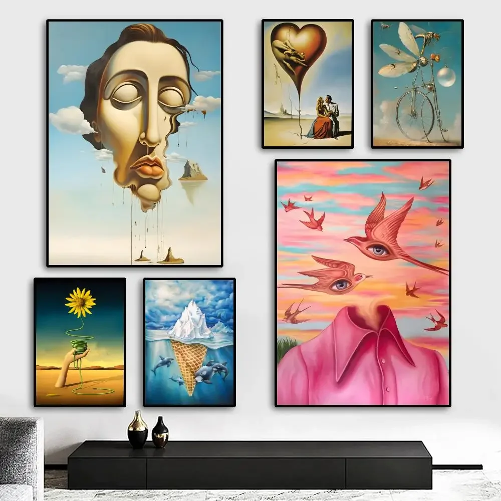 Salvador Dali Surrealism Abstract Painting Calligraphy HD Canvas Poster living room bedroom bar aesthetic decoration