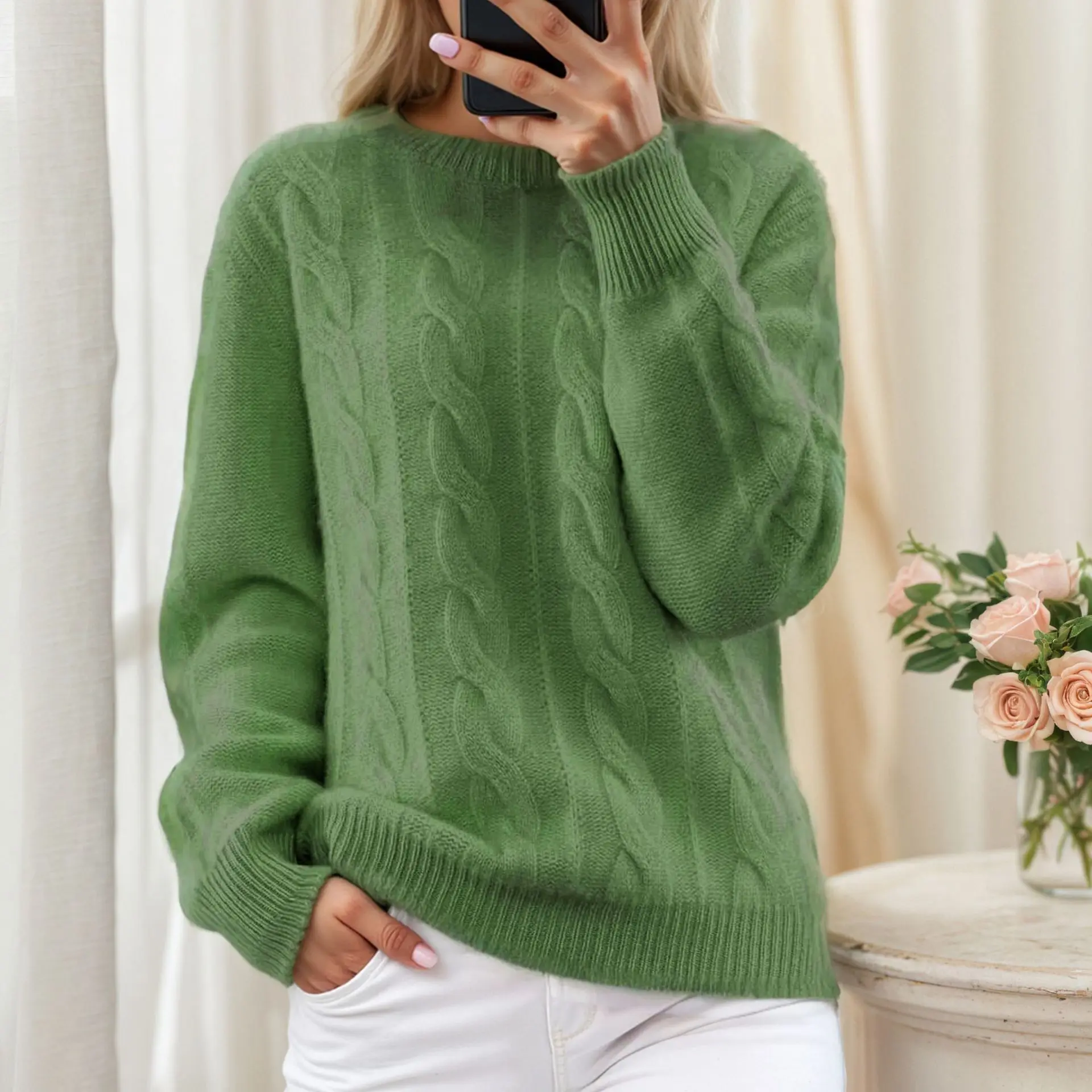 

Women Sweater Knitted Long Sleeve Jumpers O Neck Pullovers Slight Strech Autumn Sweaters Loose Fit 2025 Casual Solid Basics