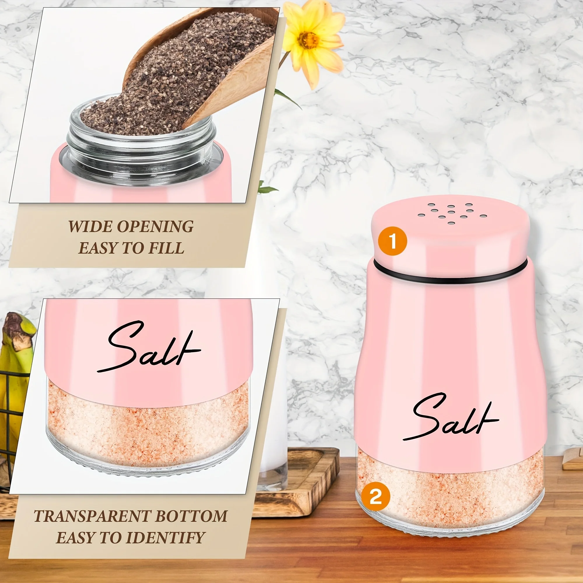 2pcs/set 5oz Salt and Pepper Shaker Set Stainless Steel Seasoning Bottle For Camping BBQ Refillable Spice Dispenser Kitchen Stuf