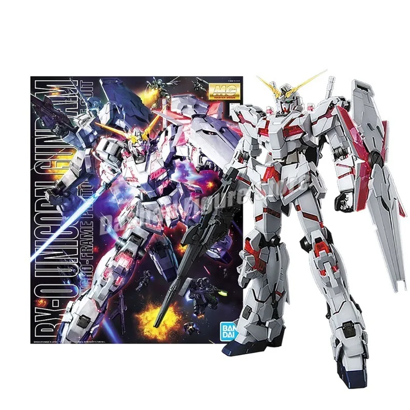

Bandai MG RX-0 UNICORN GUNDAM Action Figure PVC Assembly Kit FULL PSYCHO-FRAME PROTOTYPE Mobile Suit Anime Original Model Toys